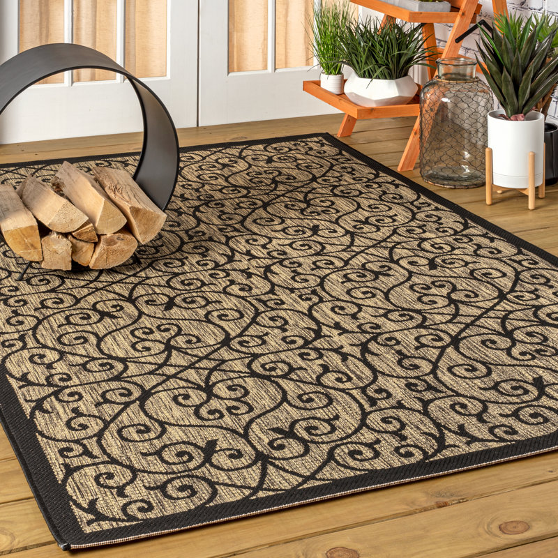 Winston Porter Haggerty Black/Khaki Indoor/Outdoor Rug & Reviews Wayfair